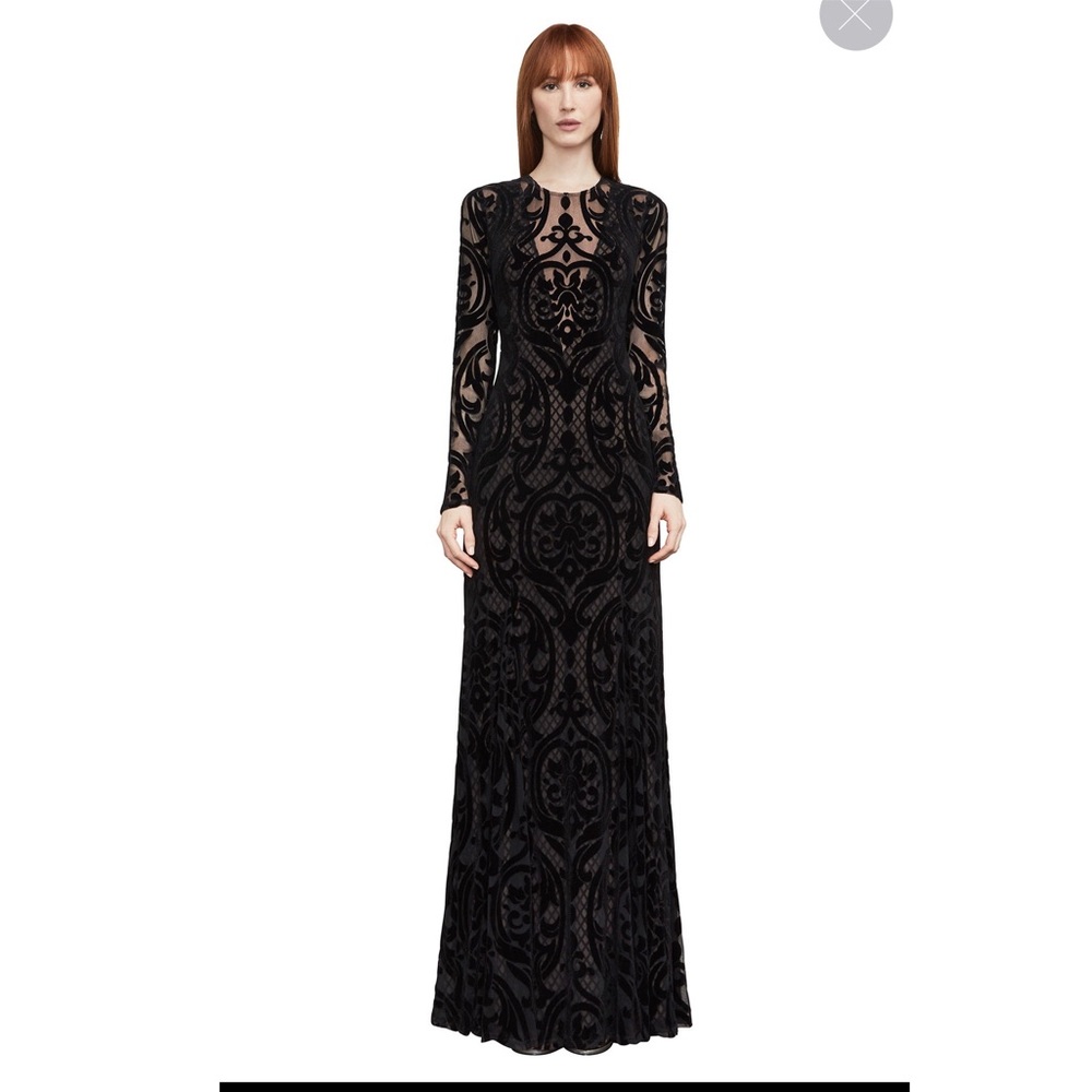 BCBGMAXAZRIA Selma velvet burnout gown dress BCBG